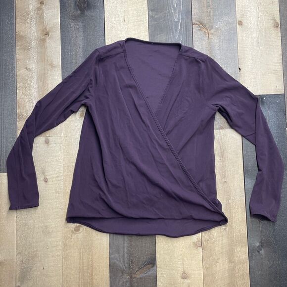 lululemon athletica Tops - Lululemon Women's S/M Open Front Twist Top w/ Scalloped Hem Long Sleeves PLUM